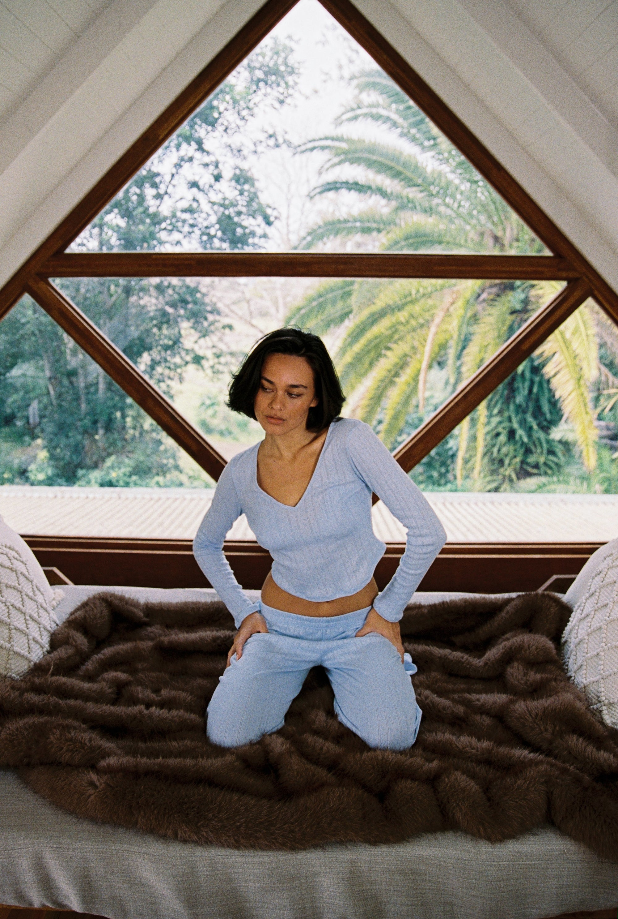 Bare Cotton Long Sleeve Top - Sky